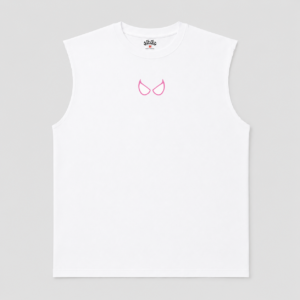 PINK EYES SLEEVELESS WHITE